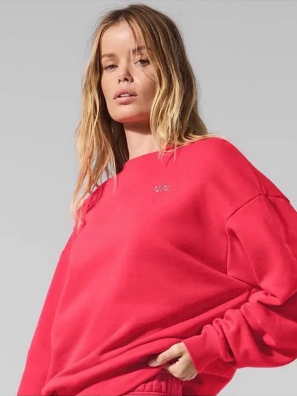 ALO Yoga Women's Accolade Set-Crew Sweatshirt and shorts in Candy Red